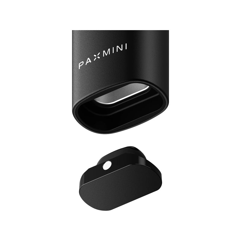 PAX Mini Onyx Premium Vaporizer mit geöffnetem Dampfkammerdeckel