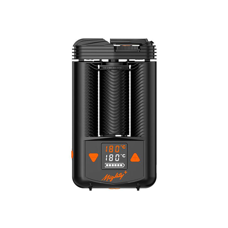 Storz & Bickel Mighty+ Vaporizer in frontalem Überblick mit Display und Bedientasten